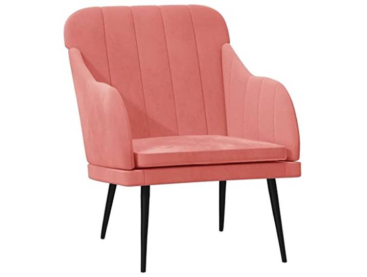 Heofavd Relaxsessel Rosa Samt Polstersessel Metallgestell 63x76x80 cm