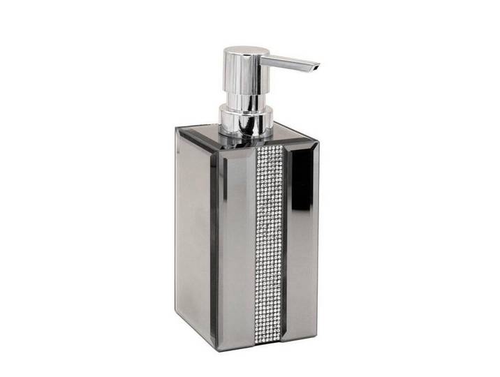 Sadena Seifenspender, Grau, Kunststoff, Glas, 7x18x6 cm, Kunststoffpumpe, Spender problemlos zum Nachfüllen, Badaccessoires, Badaccessoires-Serien