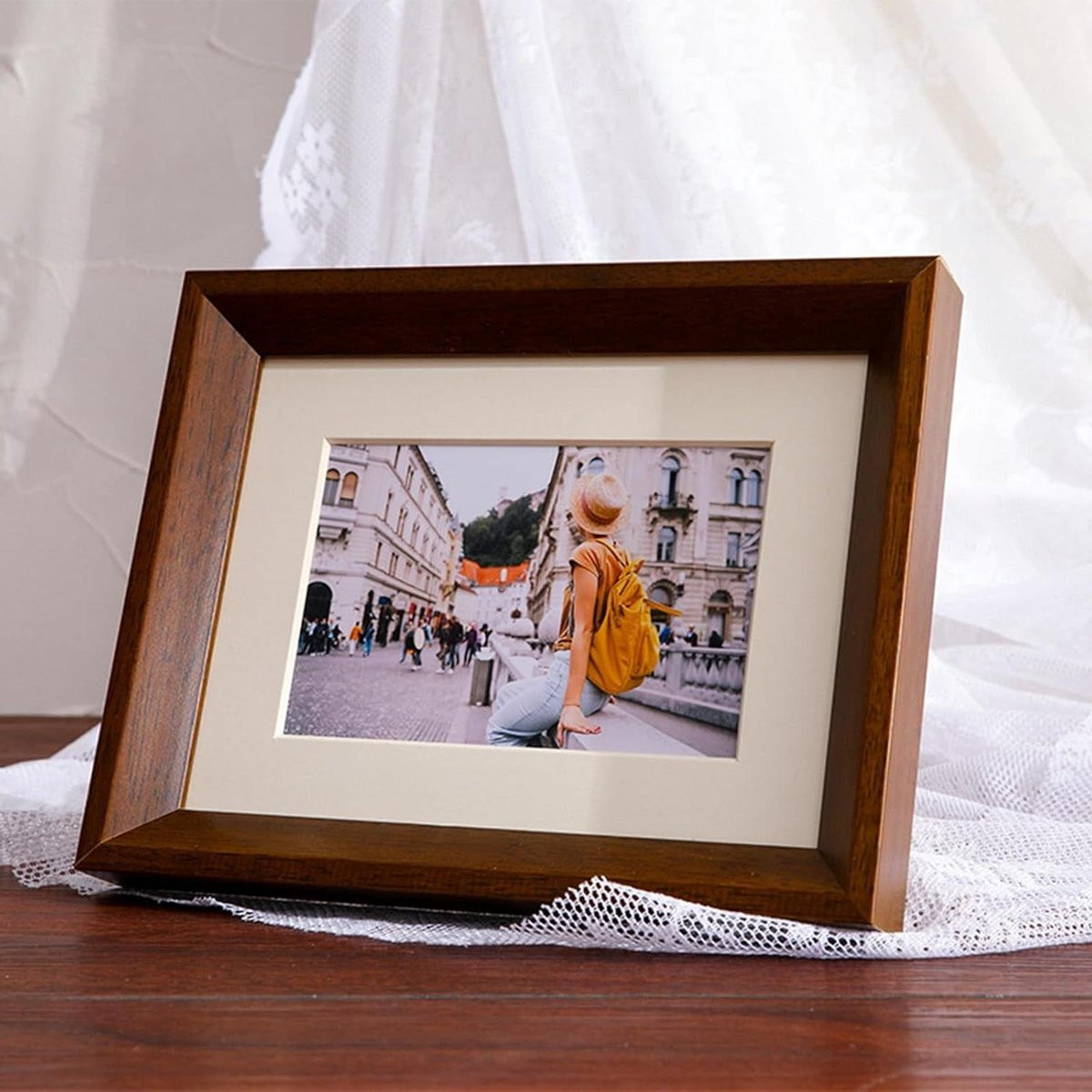 Fotolijst Hout Vintage Decoratie Donkerbruin 21 x 29,7 cm