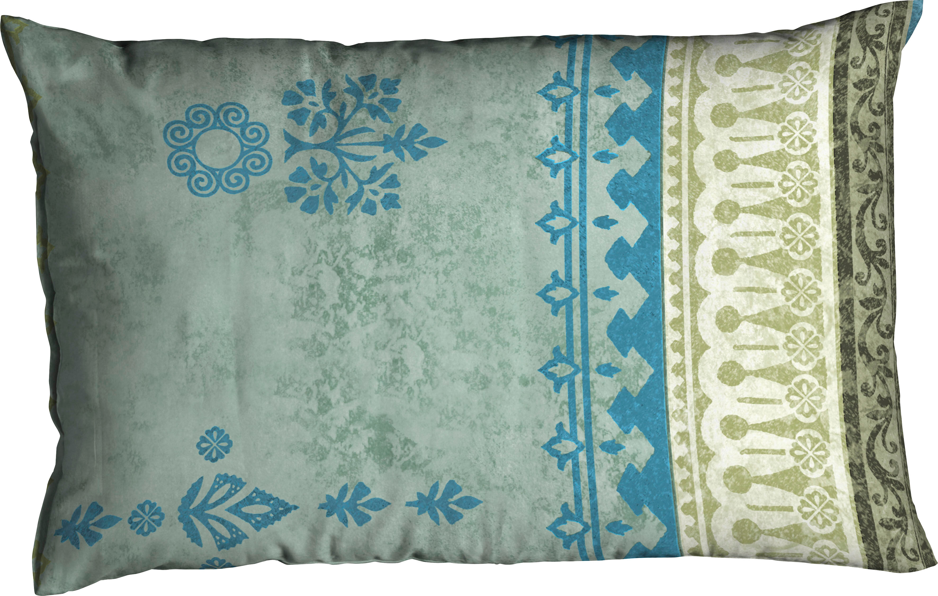 Kissenbezug CASATEX "Indi", grün, B:40cm L:80cm, Biber, Obermaterial: 100% Baumwolle, Kissenbezüge, Kissenbezug, Kissenbezug mit Ornamenten, passend zur Bettwäsche in Qualität Biber