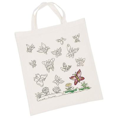 Goki 58987 - Baumwollbeutel Schmetterlinge, 38x42cm, kreativ bemalen, 1 Stück