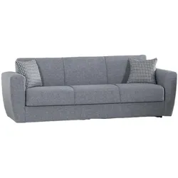 Dmora Schlafsofa Escobar, Lineares 3-Sitzer-Container-Schlafsofa, Wohnzimmersofa aus gepolstertem Stoff mit Klick-Klack-Öffnung, 223x84xh80 cm, Grau