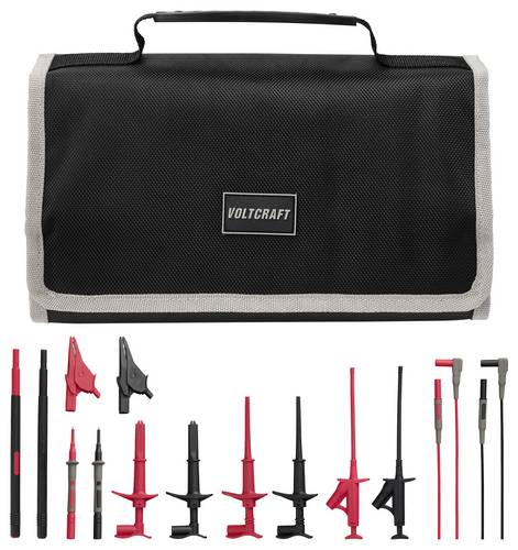 VOLTCRAFT MLSet-100 Messleitungs-Set Steckanschluss 4mm Krokoklemmen, Prüfspitze, Buchse 4mm 1.2m Rot, Schwarz 1St.