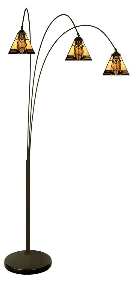 Clayre & Eef Tiffany vloerlamp, beige glas, 200 cm