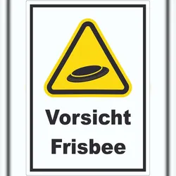 HB-Druck Vorsicht Frisbee Aufkleber A8 (52x74mm)