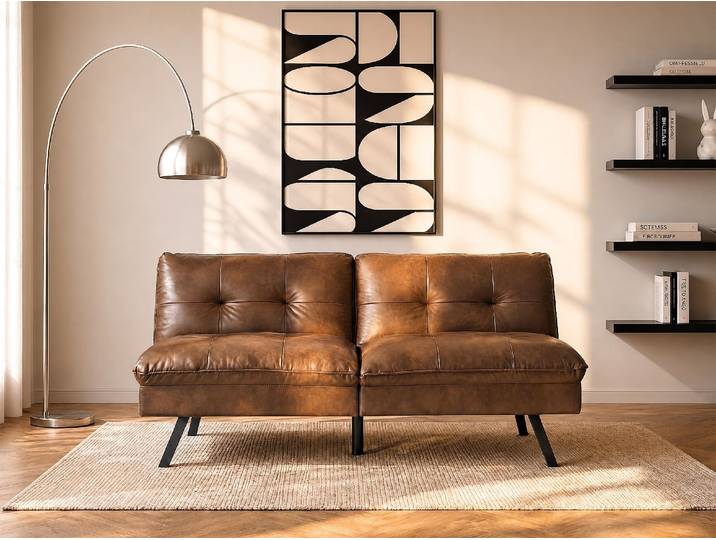 Schlafsofa Klappsofa 3-Sitzer - Stoff - Braun - PEGULA