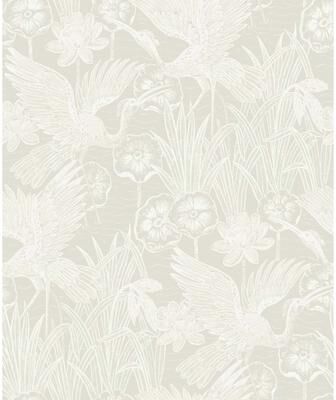 Seabrook Designs Marsh Cranes Nonwoven Unpasted Wallpaper