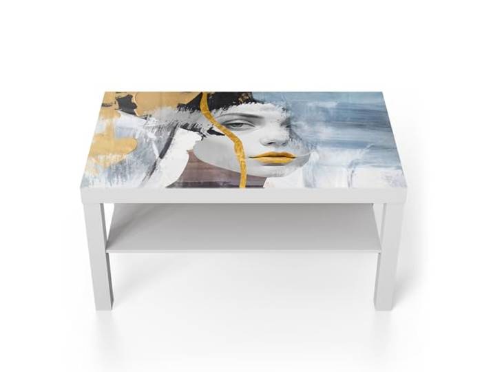 DEQORI Glastisch weiß groß 90x50 cm Motiv Fragmentierte Eleganz ausgefallener Beistelltisch aus Glas Hochglanz Couchtisch fürs Wohnzimmer moderner Couch Tisch mit Design