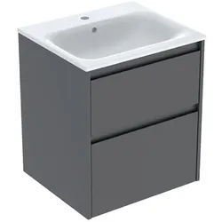 Geberit Renova Plan Möbel-Waschtisch-Set 504038JK1 Breite 55cm, Korpus/Front lava / lackiert seidenmatt, Waschtisch weiß