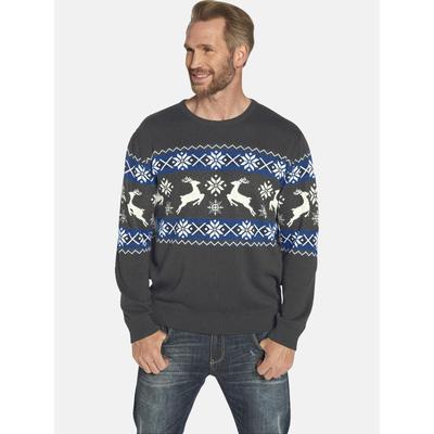 Rundhalspullover JAN VANDERSTORM "Pullover TORE", Herren, Gr. XXXL, grau (grau gemustert), Obermaterial: 50% Baumwolle CO. 50% Polyacryl PAN., gemustert, normal, Rundhals, Pullover Rundhalspullover
