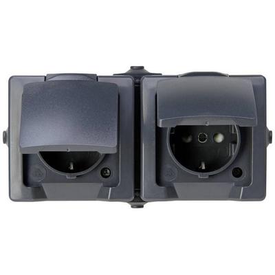 Kopp 137015003 Feuchtraum-Schalterprogramm Steckdose mit Klappdeckel Nautic Anthrazit 1St.