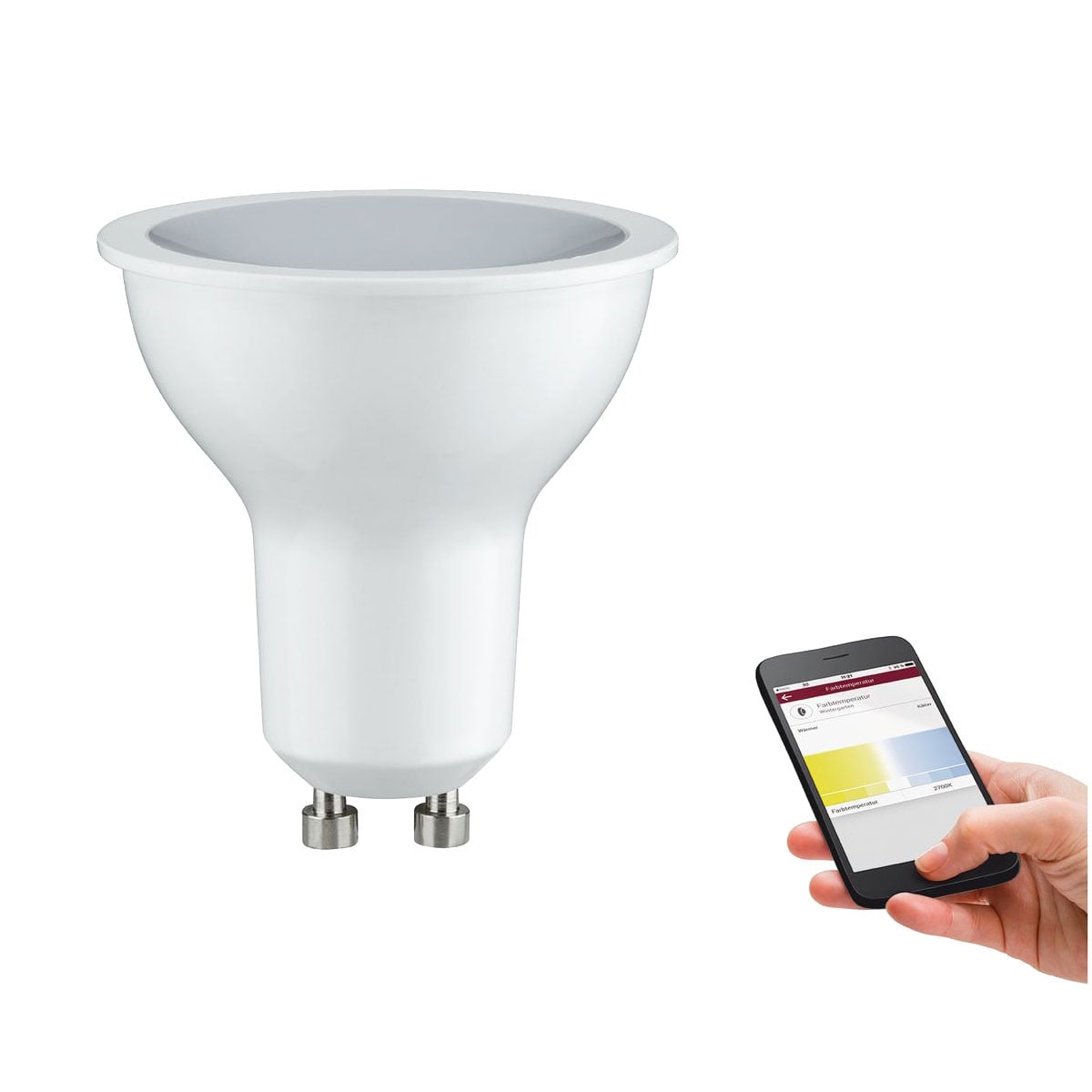 Paulmann SmartHome Bluetooth Spot LED Reflector 5W GU10 230V, satijn afwerking, dimbaar, met instelbare witkleur