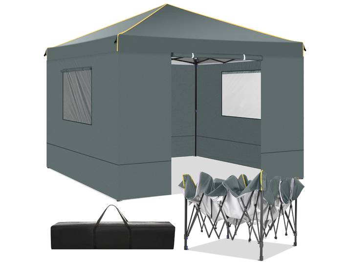 Gazebo pliant 3x3m, auvent de tente de fête avec 4 parois latérales, Gazebo de jardin Pop-Up Anti-UV pour tente de réception professionnelle en plein air
