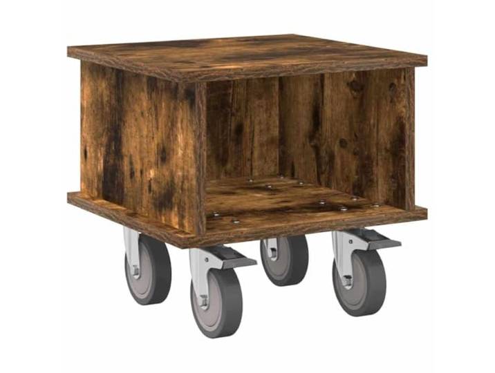 KUPTYERFG TV Ständer 37x35x35cm Fernsehtisch Geräucherte Eiche Kompakter Lowboard Schrank für Wohnzimmer und Schlafzimmer, mit praktischer Kabeldurchführung und offenen Fächern.