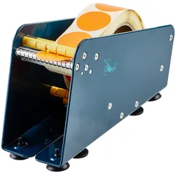 SPRINTIS Etikettenspender manuell, Tischgerät bis 75 mm Rollenbreite, solider Etiketten-Abroller für Klebepunkte, ideal für Büro, Lager und Werkstatt, Metall, blau
