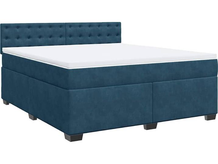 vidaXL Lit boxspring avec matelas bleu 180x200 cm velours