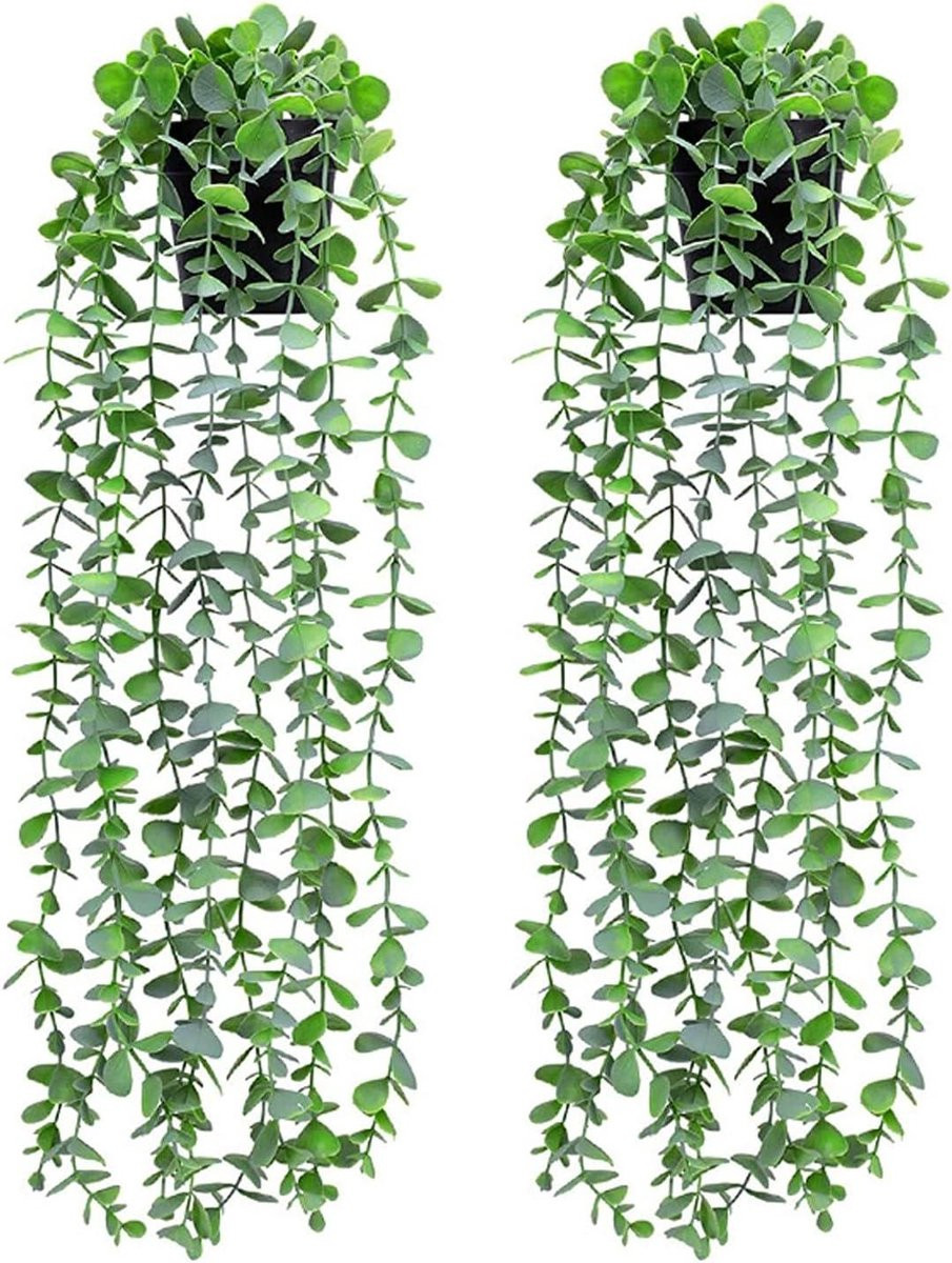 Levensgetrouwe kunstplant Eucalyptus wijnstok voor huisdecoratie - Groen - Hoogte: 63 cm