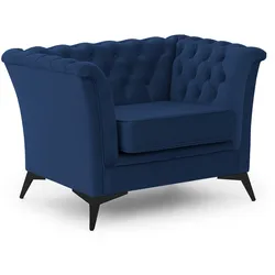 CHESTERFIELD-SESSEL Whitby Marineblau Samt mit schwarzen Füßen