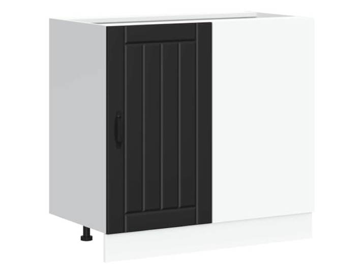 HKTMGDNG Küchenunterschrank Lucca Schwarz Holzwerkstoff 86x46x81,5 cm Stabiler Spülenunterschrank für die Küche mit höhenverstellbaren Füßen und viel Stauraum für Töpfe und Geschirr.