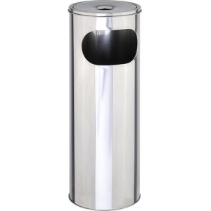 Böttcher-AG Aschenbecher silber, für Outdoor, 2in1, Aschenbecher & Mülleimer aus Edelstahl, 21 x 58 cm, 12 L
