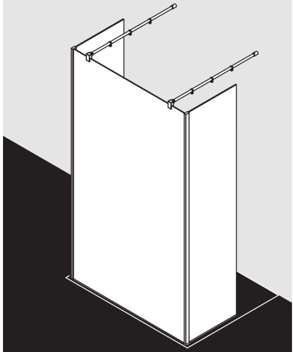 Kermi Xb Glasanlage XBFW112020VUK 120x200cm, silber hochglanz, ESG SR Opaco, 90Grad Stabilisierung