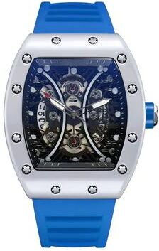 Fashion Sheath Luxury Mens Wine Barrel Watch With Luminous Dial And Calendar Sports Design blue