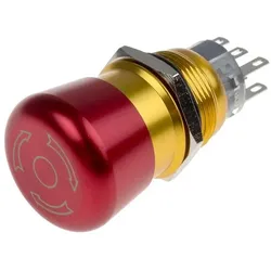 RS PRO Switch metal twist to release 2NO2NC, Schalter + Taster, Rot
