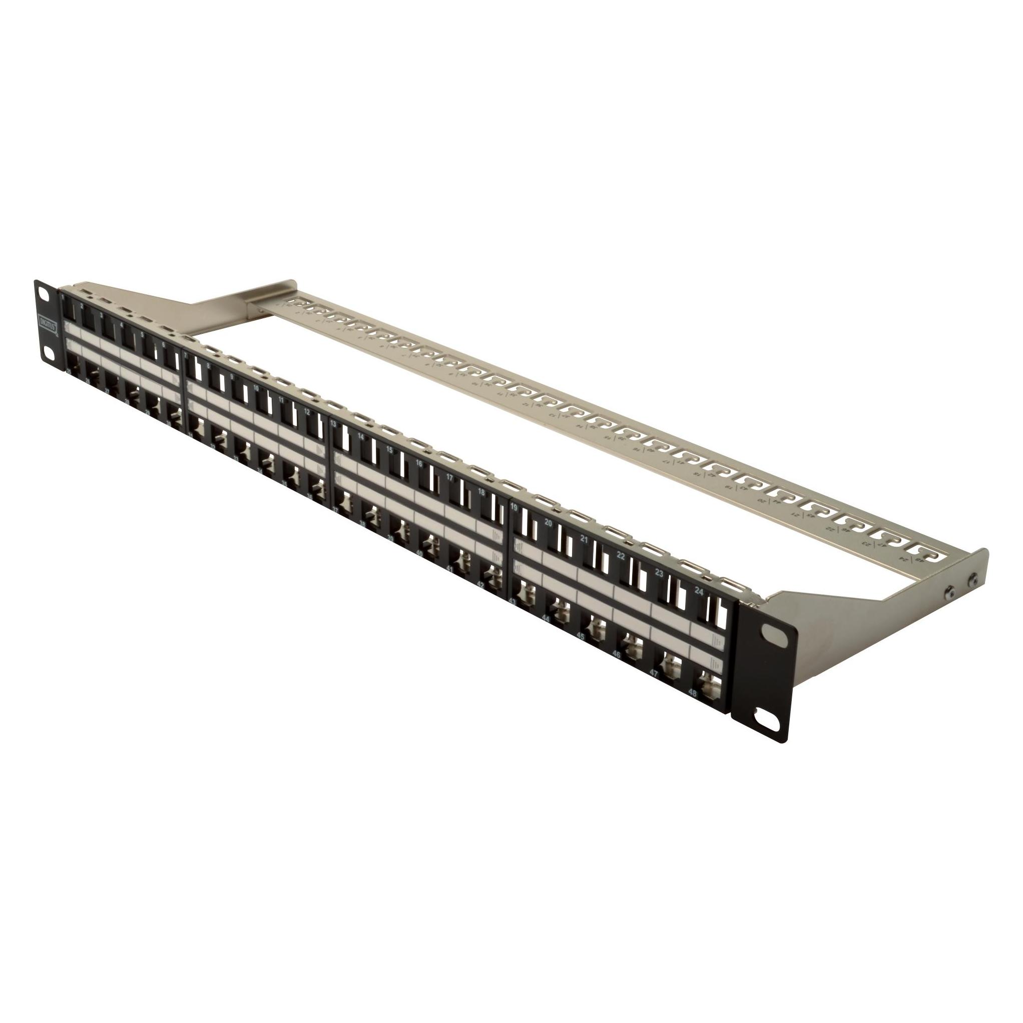Digitus Patch Panel Gehaeuse 1HE fuer Keystone Module 48-Port 48,3cm 19Zoll schwarz RAL 9005 (DN-91424)
