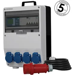 Baustromverteiler pTD-S/FI mit Schutz 4x230V mit Energiezähler EEG Siemens 5x2,5mm2 Kabel und Tragegriff Doktorvolt DV-6061-D