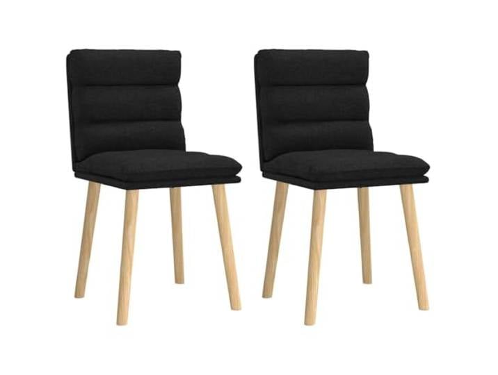 KTHLBRH Esszimmerstuehle 2er Set Schwarz Stoff Gummibaumholz Polsterstuhl Ergonomisches Design, dicker Schaumstoff, atmungsaktives Polyester, stoßfestes Gummibaumholz, vielseitig einsetzbar