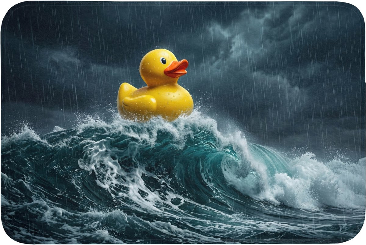 Badeend Storm Antislip Badmat met Golven - 90 x 60 cm