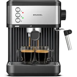 Grunkel Manuelle Express-Kaffeemaschine CAFPRESSO-20AROMA Schwarz Silber, Siebträgermaschine, Schwarz, Silber, Grau