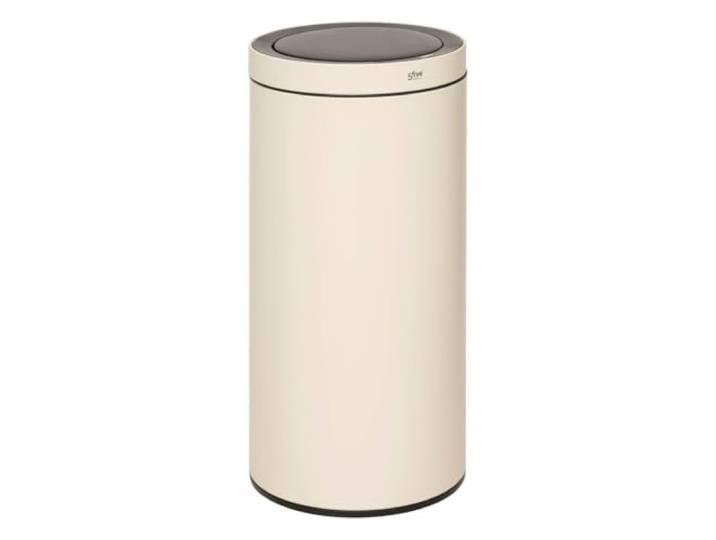 5 five simply smart 5five Delta Abfalleimer, rund, automatisch, 40 l, Metall, Beige, Bewegungserkennung, intelligent, energiesparend, einfache Reinigung, leiser Verschluss