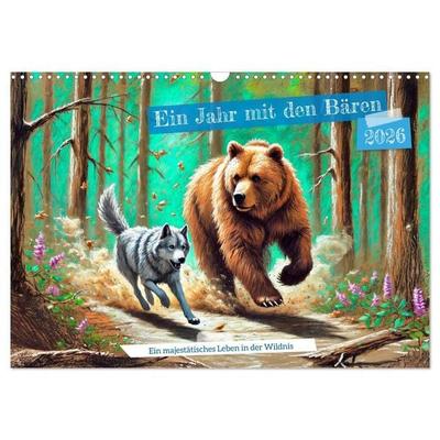 Ein Jahr mit den Bären - Ein majestätisches Leben in der Wildnis (Wandkalender 2026 DIN A3 quer), CALVENDO Monatskalender