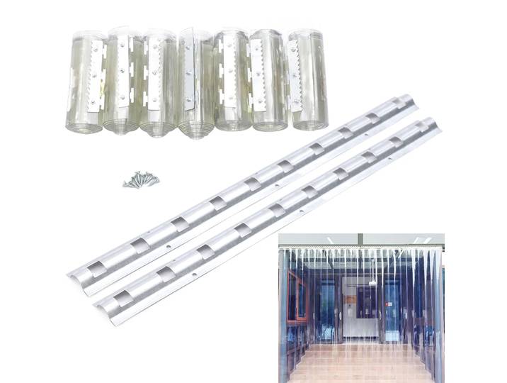 Rideau à lanières en PVC 7x, bandes de porte en vinyle 18x200cm, rideau de porte en vinyle 7 bandes pour porche et balcon