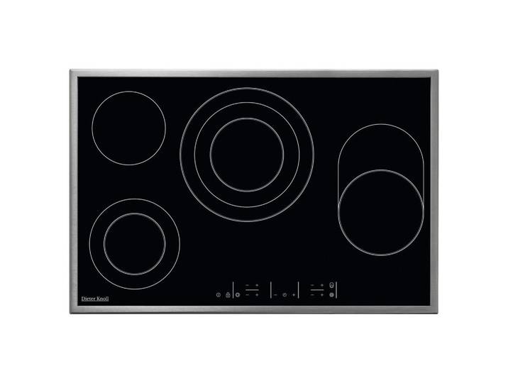 Dieter Knoll Glaskeramikkochfeld, Schwarz, Edelstahl, Metall, Glas, 76.6x50.6 cm, Kindersicherung, Bräterzone, Restwärmeanzeige je Kochzone, Kurzzeitwecker, Edelstahlrahmen, Ankoch-Elektronik, Küchen, Küchenelektrogeräte, Kochfelder, Glaskeramik-Kochfelder