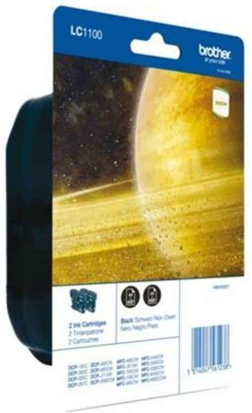 Cartouche d'encre Brother LC-1100BKBP2 Noir x2 - Multipack