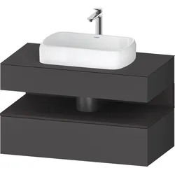 Duravit Collection One Konsolenwaschtischunterbau, 1 Auszug, 1 Schubkasten, Ausschnitt mittig, 1000x550x600mm, Nische Graphit Supermatt, QA4731080490000, Farbe: Graphit matt