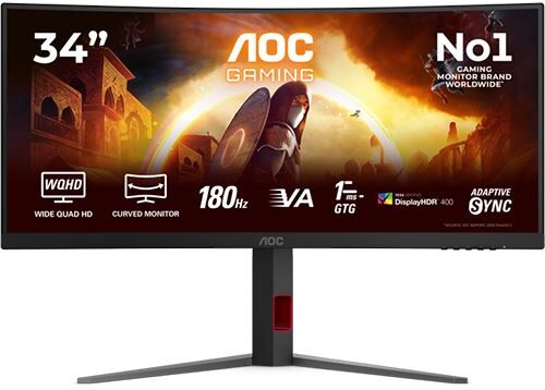 Monitor Gaming Curvo AOC CU34G4CA   34"   180 Hz   UltraWide QHD