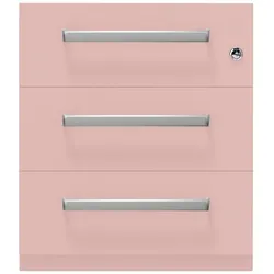 Rollcontainer NoteTM | 3 Schubladen, Tiefe 565 mm, Designgriff - 620 pastellpink