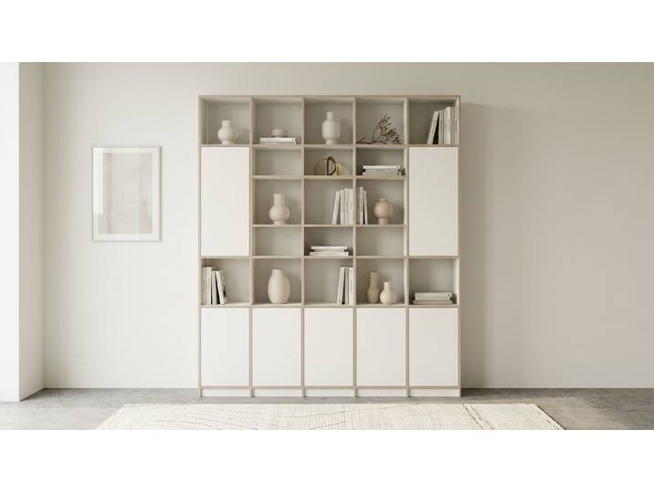 Bibliothèque haute en rendu contreplaqué Mélaminé premium Blanc Bord contre­plaqué