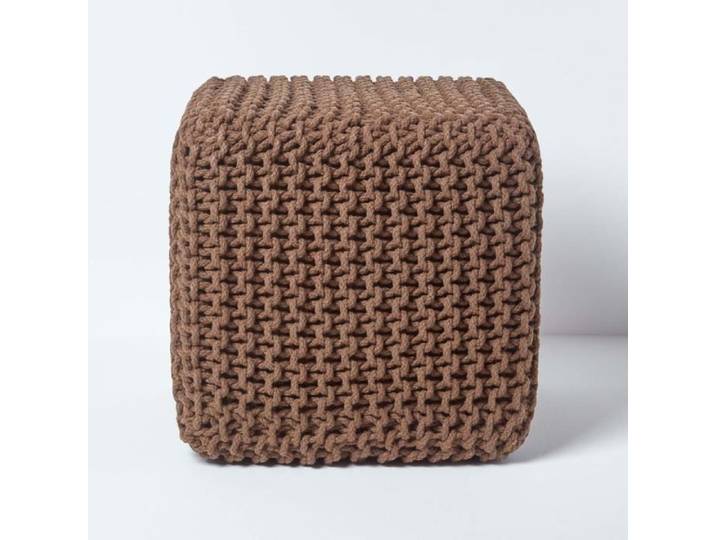 Pouf Repose pieds en tricot Cube Chocolat