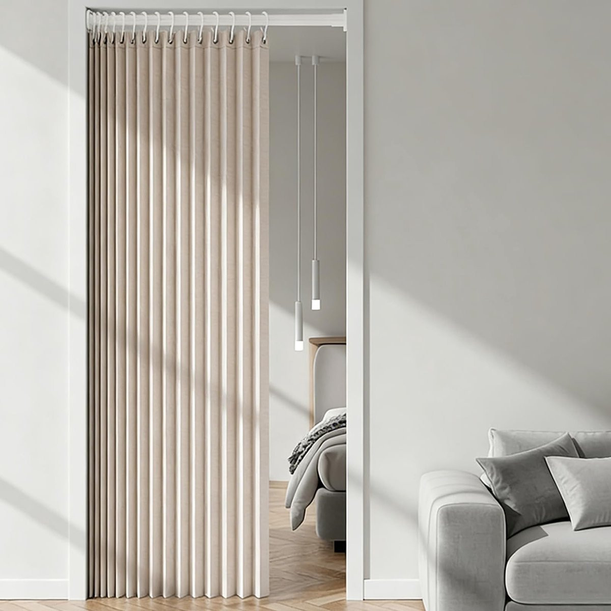 Dailygoods Magnetisch Thermogordijn met Telescoopstang - Koudebescherming en Ruimteverdeler - 120 x 200 cm