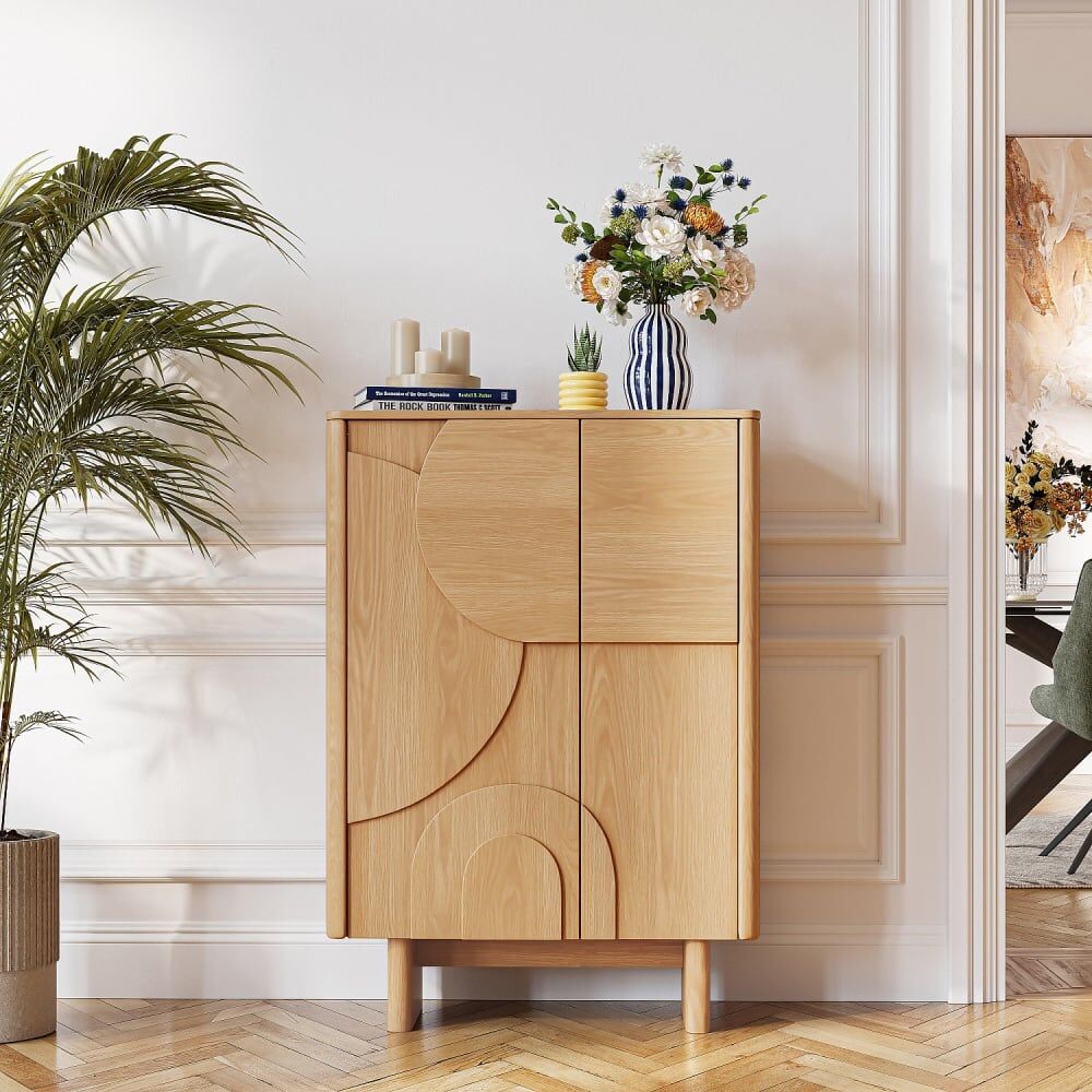Habitat Buffet haut 2 portes en chêne - naturel Marron 110x150x35cm