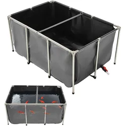 VEVOR Fischteich aus Segeltuch, 1023,3 L Zuchtwassertank, PVC-Koi-Tank mit transparentem Sichtfenster, Aquarium mit Edelstahlrahmen & Ablassventil, zur Zucht von Koi, Goldfisch (schwarz)