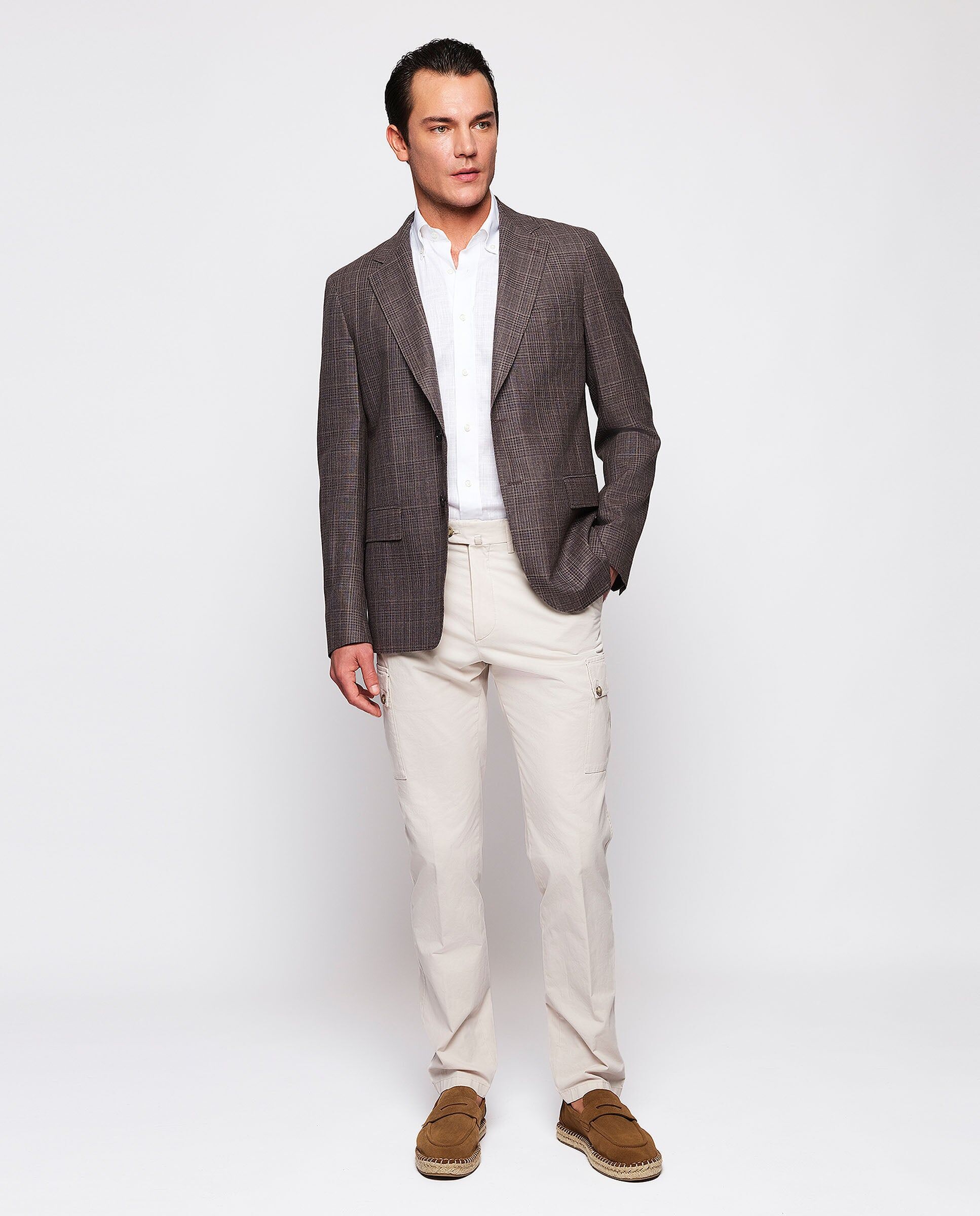 MIRTO Pantalón cargo regular fit algodón crudo-44 Hombre