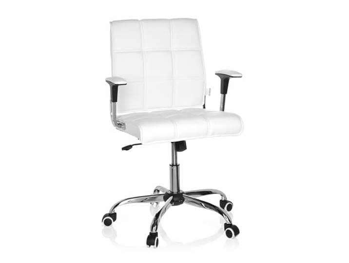 hjh OFFICE 719010 Home-Office Stuhl Ernesto Kunstleder Weiß/Chrom moderner Drehstuhl im Retro-Look