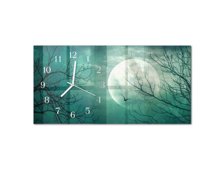 Tulup Wanduhr 60x30 cm - Rose Bowl, Türkis, Glas, Rechteckig, 60x30x0.4 cm, Dekoration, Uhren, Wanduhren