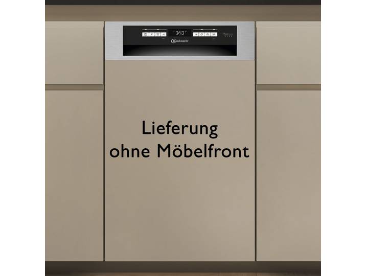 BAUKNECHT teilintegrierbarer Geschirrspüler, Energieeffizienz: A, grau (edelstahl), B:44,8cm H:82cm T:55,5cm, Geschirrspüler, PowerClean Hochdruckdüsen – reinigt hartnäckigste Verschmutzungen, teilintegrierbarer Geschirrspüler