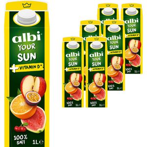 albi Saft your sun + Vitamin D, ohne Zuckerzusatz, 100% Fruchtgehalt, Tetrapack, je 1 Liter, 6 Stück